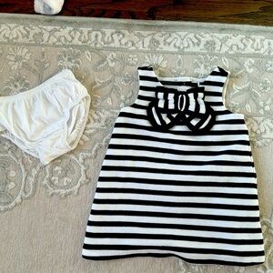 Janie and Jack striped black and white dress with bow